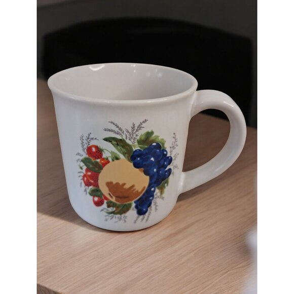 Stoneware Set Of Six Fruit Print Coffee Cups Mugs - Picture 4 of 16